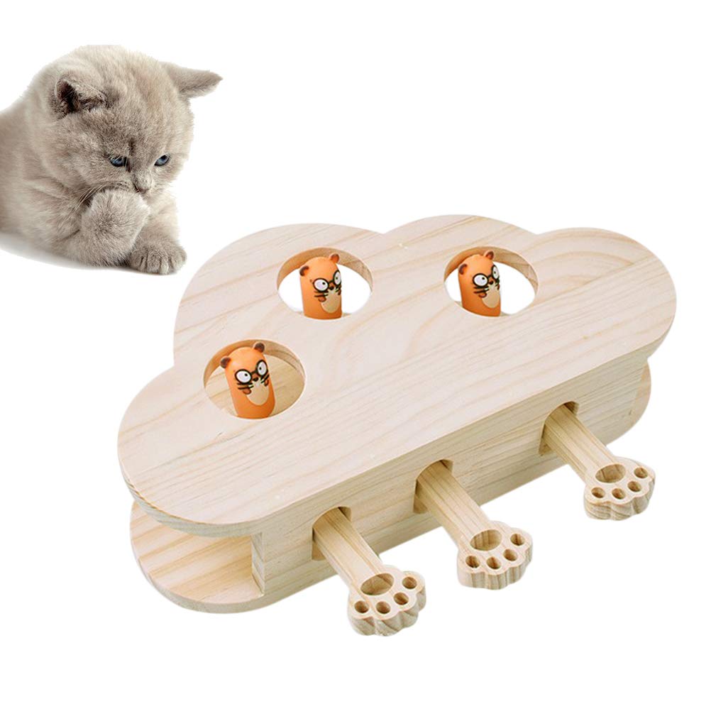 Interactive Wooden Cat and Kitten Toys - Natural Mouse-Shaped Chew Toys for Kittens, Puppies & Small Dogs | Educational Pet Toys for Teething, Training & Playtime | Perfect for Indoor Play, Stress Relief & Bonding with Your Feline Friend