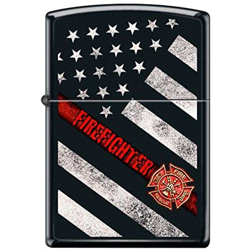 Zippo Lighter with Thin Red Line Flag Design - Windproof Refillable Metal Lighter for Outdoor Camping, Survival Kits & Everyday Carry (EDC)