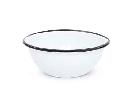 Vintage Style Enamelware Cereal or Salad Bowl with Black Rim - Perfect for Breakfast, Picnics, and Farmhouse Kitchen Decor