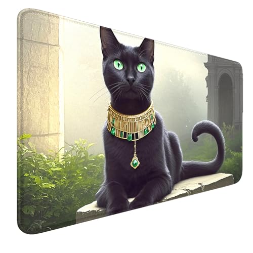 Black Cat Stitched Edges Playmat