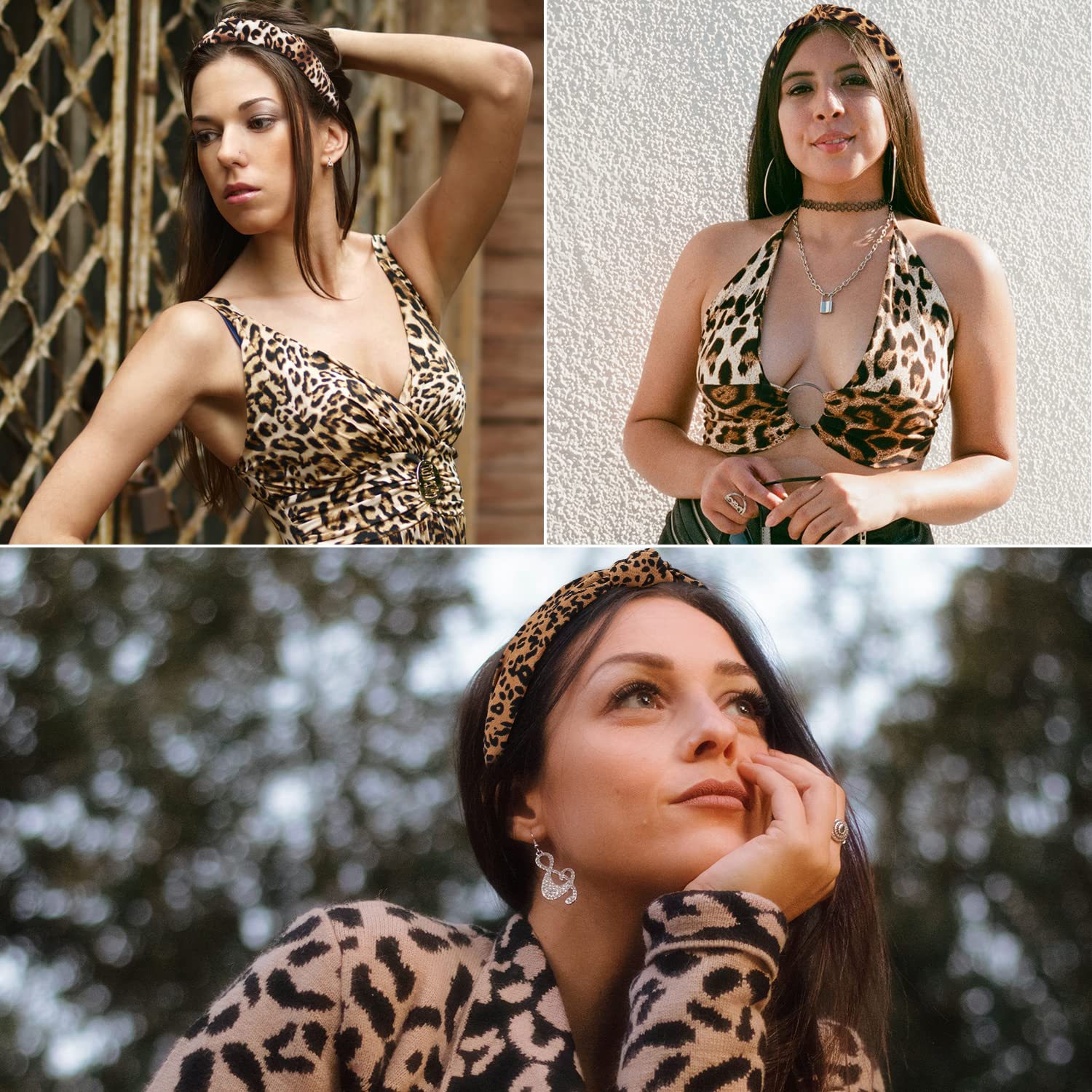 TOBATOBA Leopard Print Hairband for Women - 3PCS Cheetah Print Knotted Headbands, Fashion Hair Accessories for Women & Girls | Perfect for Workouts, Yoga, Parties & Everyday Style
