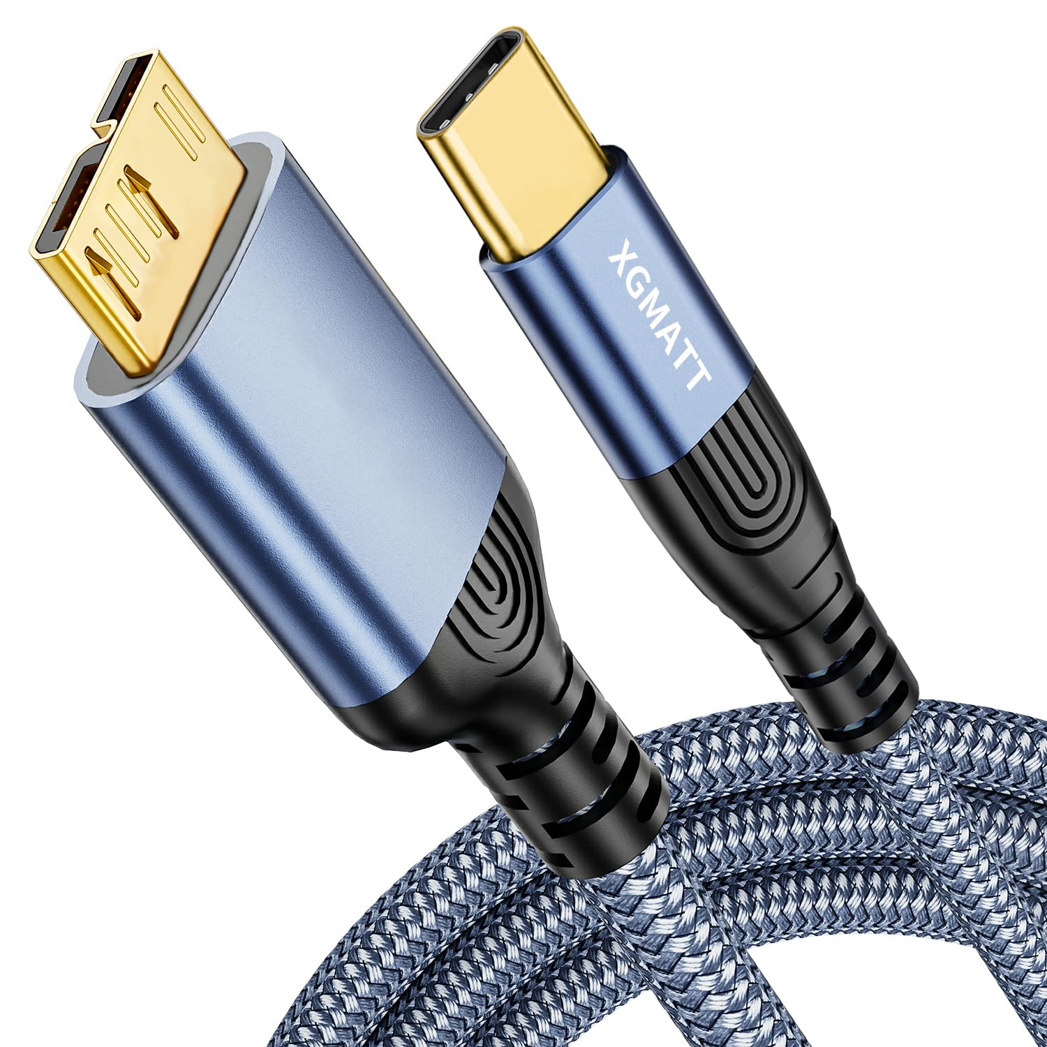 XGMATT USB C Hard Drive Cable 1M (3.3ft) - Type C to USB 3.0 Micro B Data Transfer Cable for WD, Toshiba Canvio, Seagate Expansion External Hard Drives - Fast Charging & Sync for Samsung Galaxy S5 & More - Perfect for Backup, Data Transfer & PC Storage Solutions