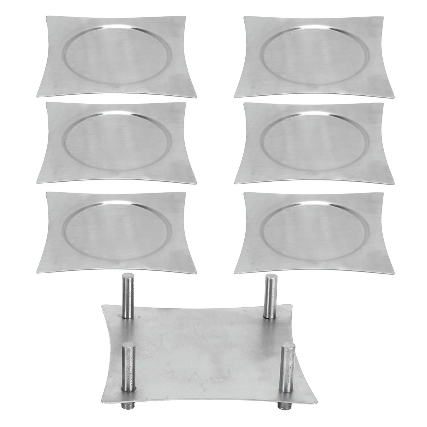 Premium Stainless Steel Coaster Set of 6 with Holder - Non-Slip Drink Coasters for Juice, Wine, Coffee Cups - Protect Tables from Stains & Scratches - Perfect for Home, Office, Bar, and Restaurant Use