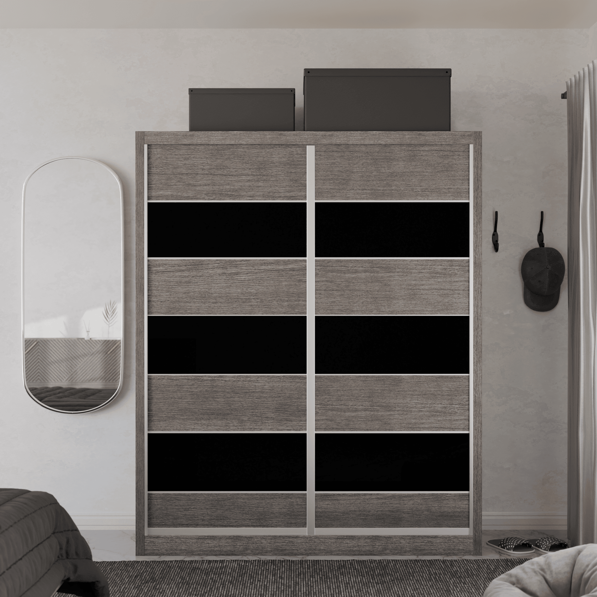 Modular Wardrobe W06 - Customizable Closet Organizer with Adjustable Shelves & Hanging Rod - Perfect for Bedroom, Closet & Small Space Storage Solutions