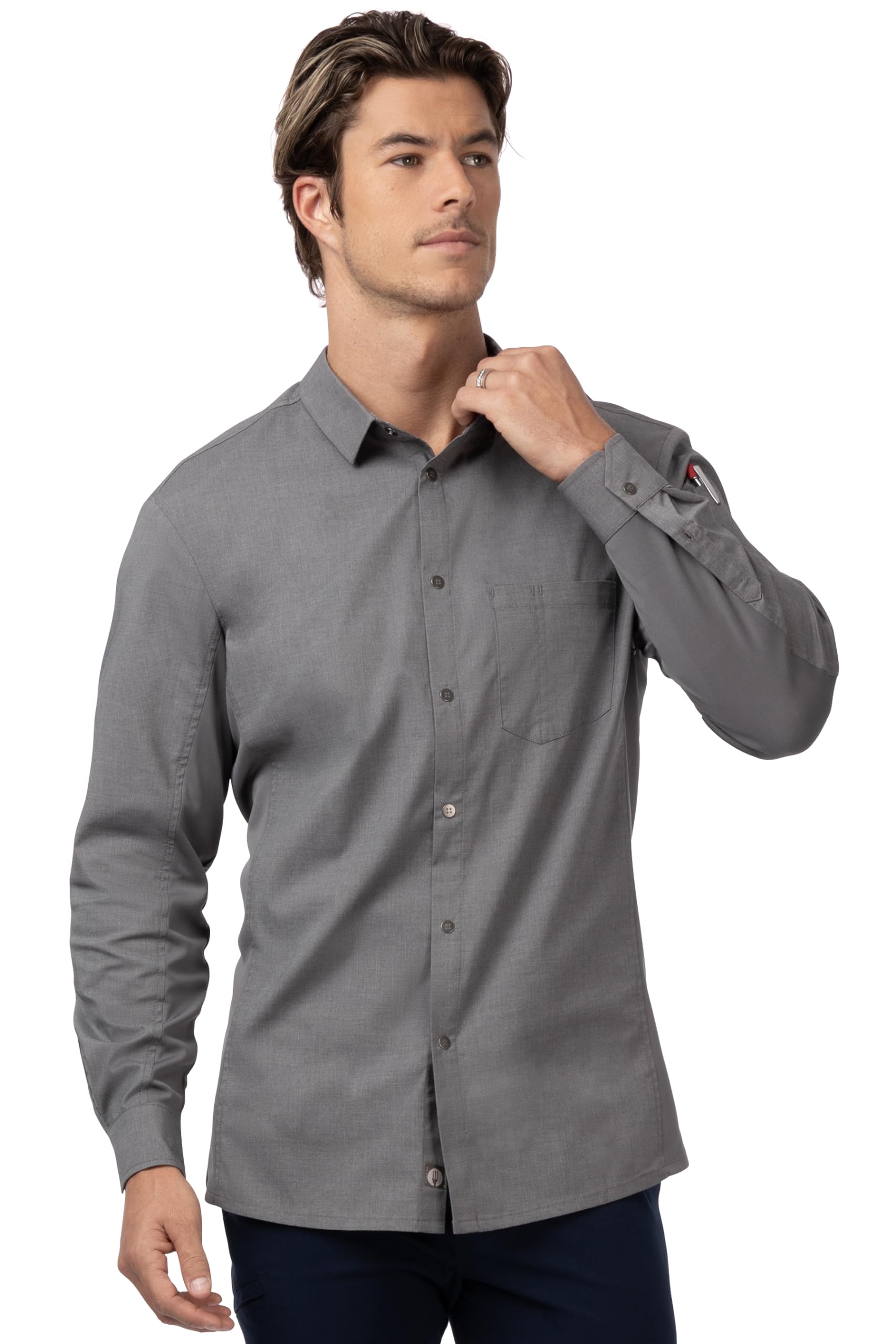 Chef Works Men's Seville Breathable Mesh Panel Work Shirt - Professional Kitchen Uniform for Chefs & Cooks | Ideal for Hot Kitchens, Cooking Classes & Restaurant Staff