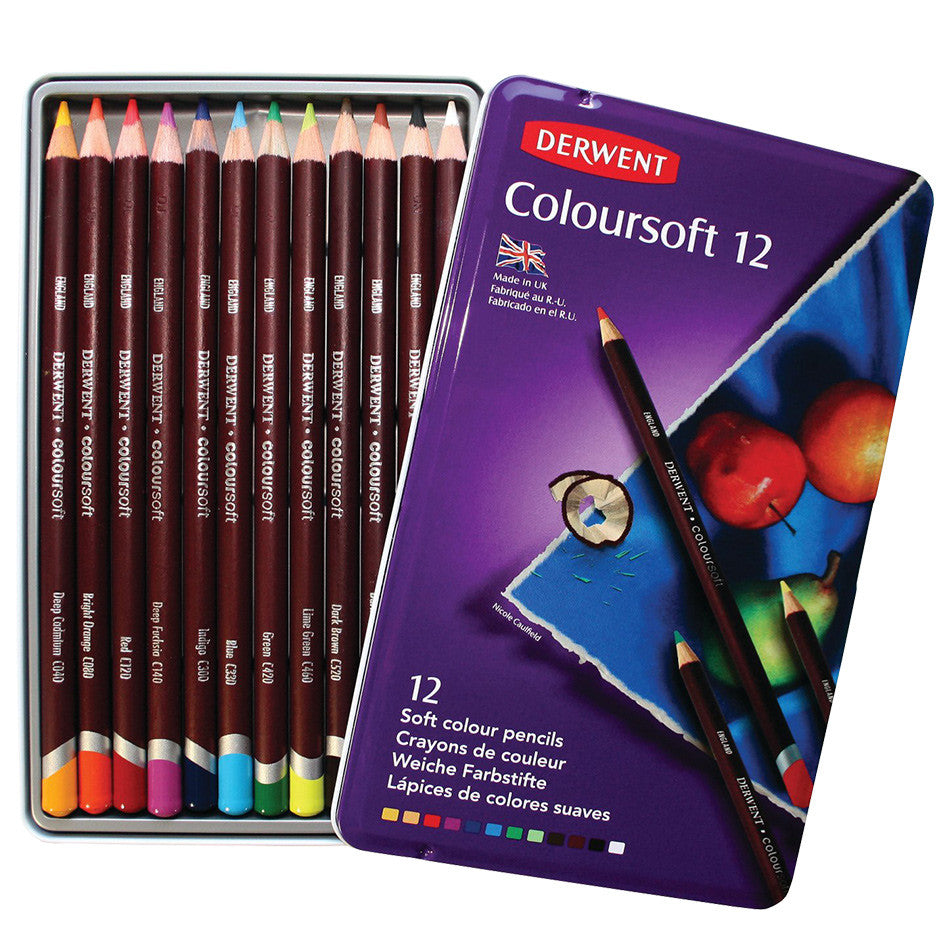 Derwent Coloursoft Colored Pencils Set of 12 - Vibrant Artist Pencils for Drawing, Sketching & Coloring | Perfect for Adults & Kids Art Projects, DIY Crafts & Professional Illustrations