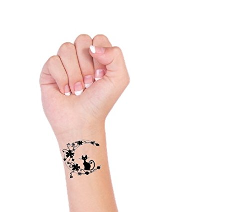 Cat Temporary Tattoos for Kids & Adults - Fun Animal Stickers for Parties, Halloween & Costume Events - Waterproof Fake Tattoo Collection (12 Designs)