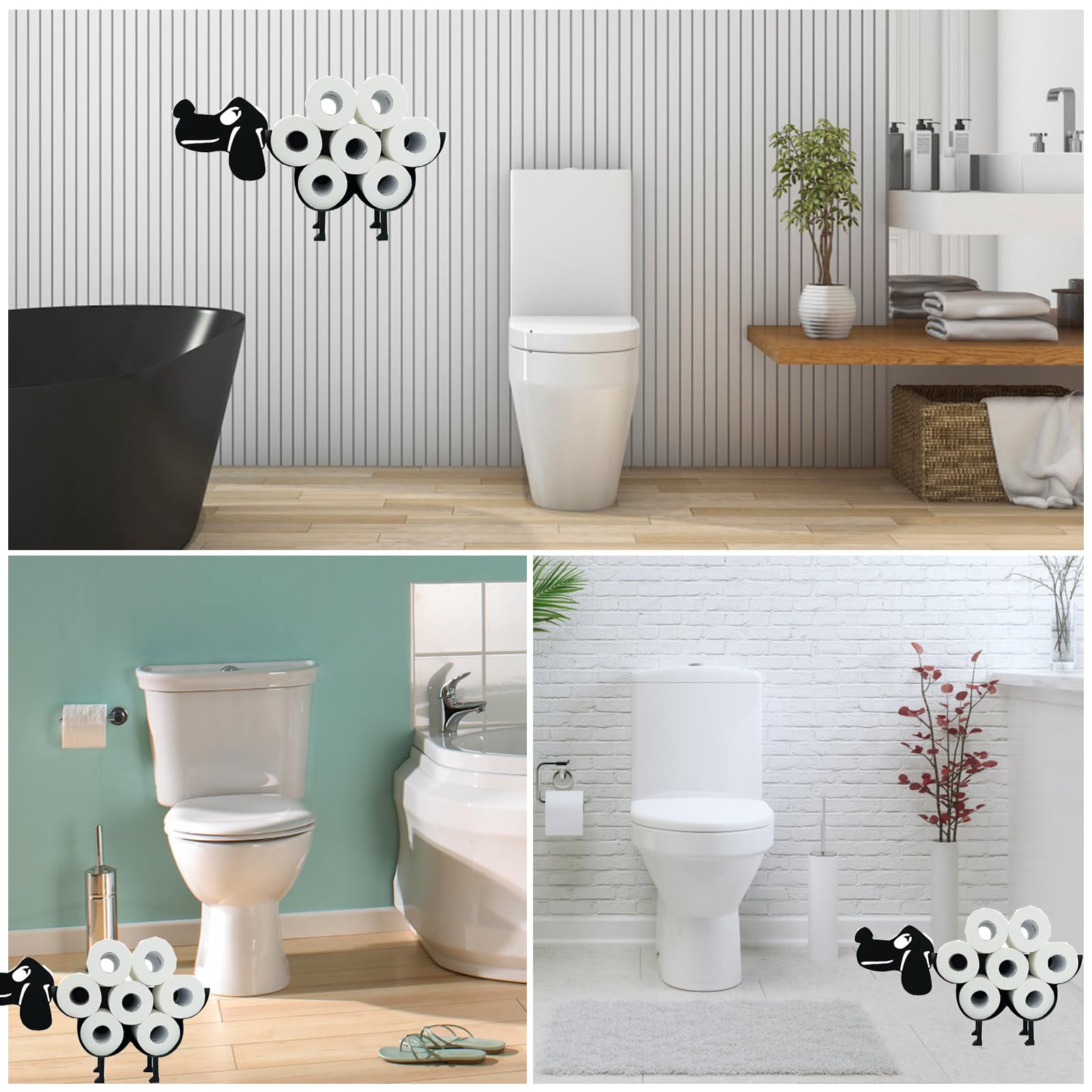 Funny Dog Toilet Paper Holder - Decorative Iron Tissue Stand for Bathroom & Kitchen - Cute Dog-Themed Storage Rack for Paper Rolls (Black) - Perfect for Pet Lovers' Home Decor