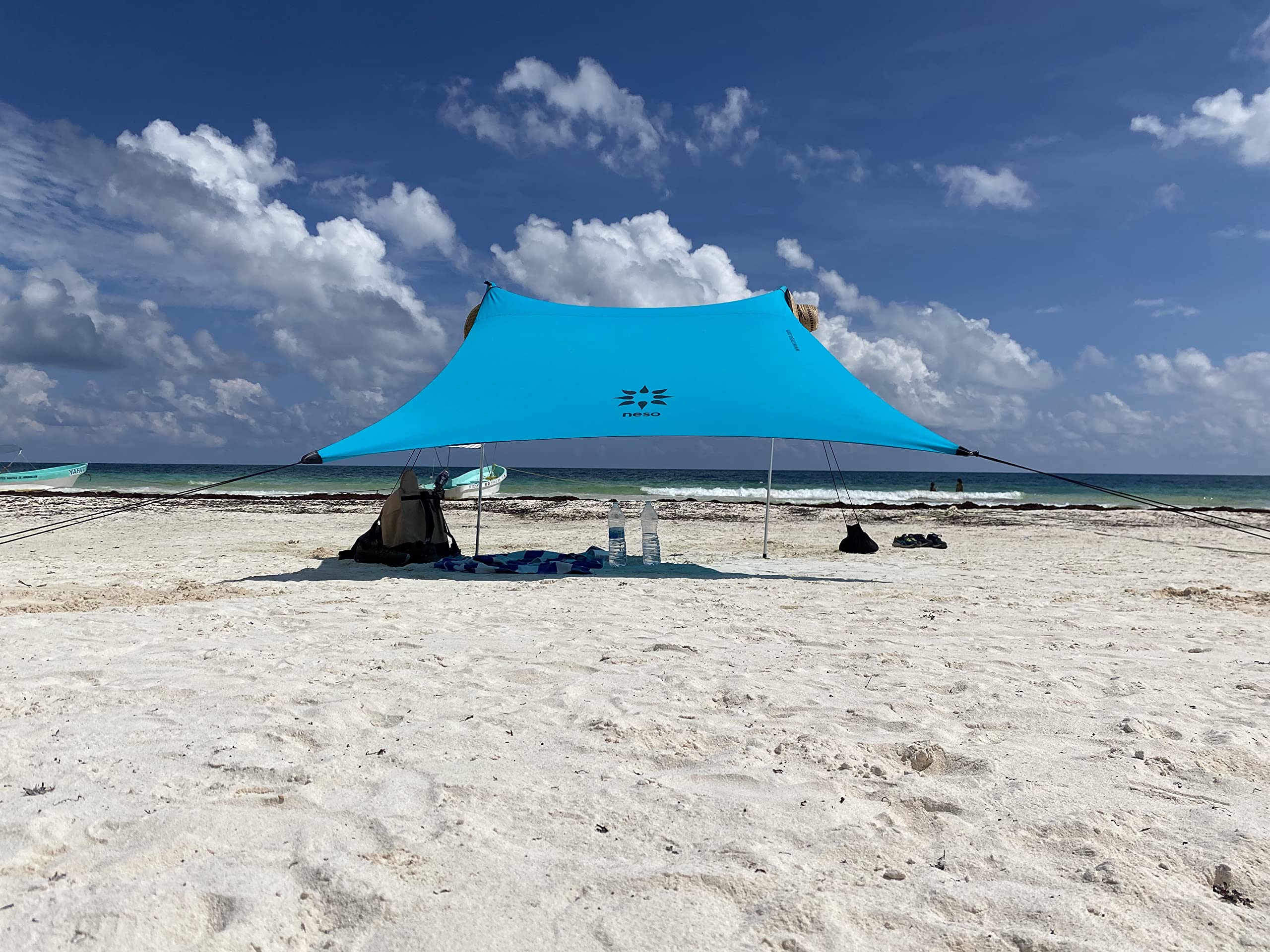 Neso Tents Beach Tent with Sand Anchor - 7' x 7' Portable Sun Shelter, UPF 50+ Canopy with Patented Reinforced Corners (Teal Blue) - Perfect for Family Beach Days, Camping Trips & Outdoor Adventures