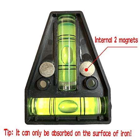 GFNT Magnetic Level Tool with Horizontal Bubble, Trailer, Tripod & Shelf Function - 4 Black Glow in The Dark for Construction, Woodworking & DIY Projects