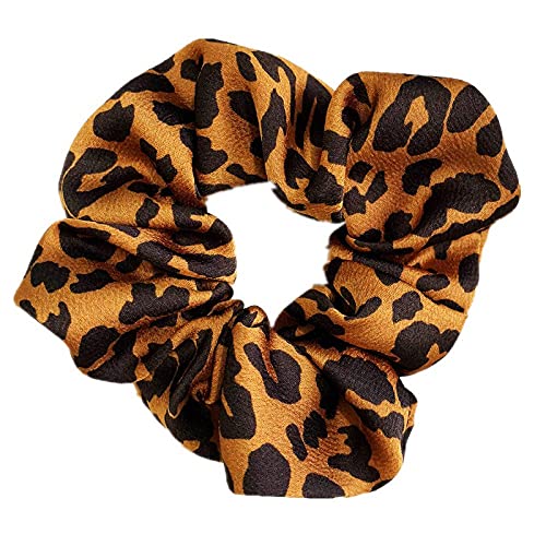 6 Pack Women's Leopard Print Hair Scrunchies - Soft Chiffon Ponytail Holders, Elastic Hair Ties for Women & Girls - Perfect for Workouts, Office, Parties & Everyday Use