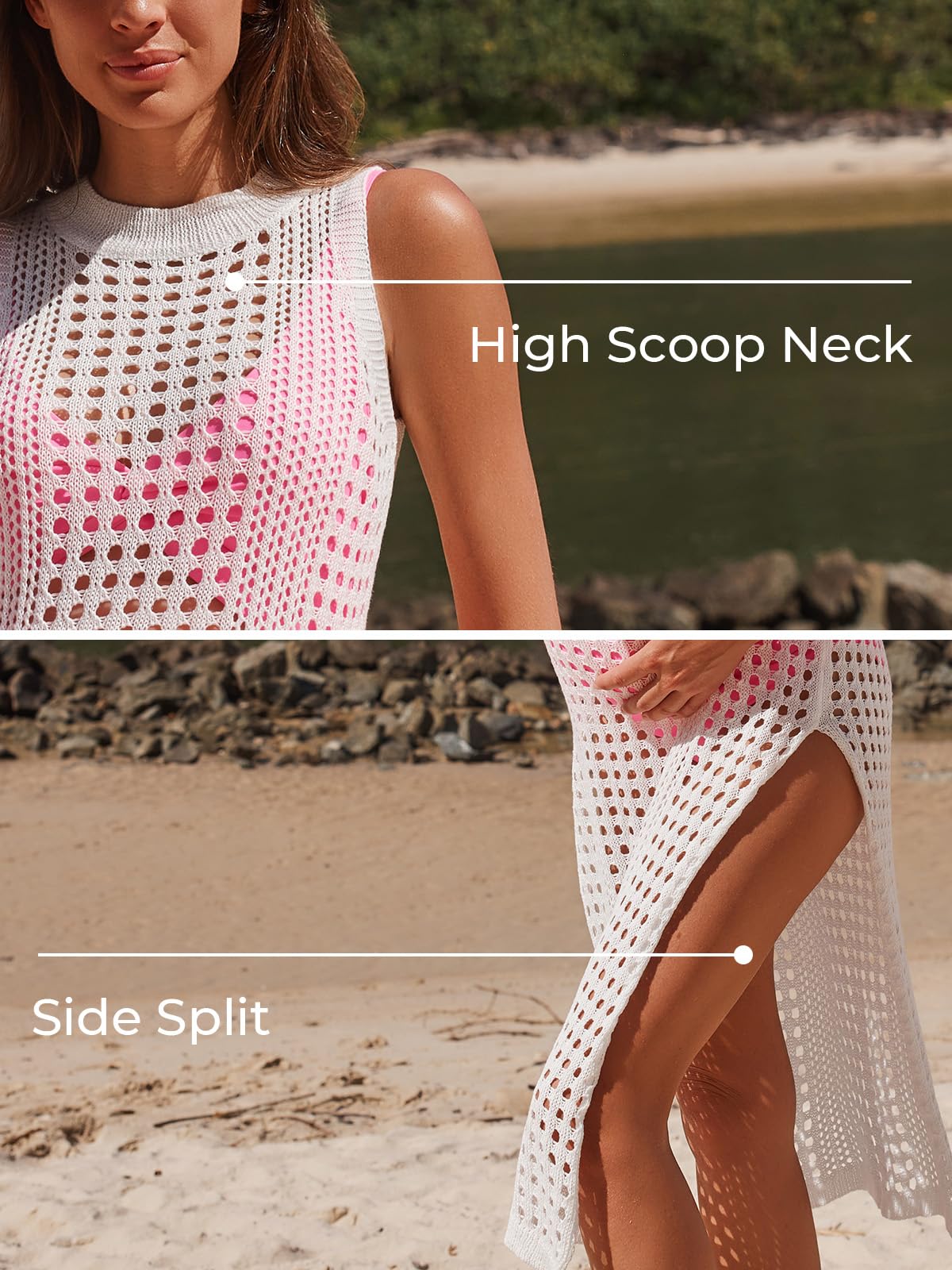 Summer Mae Women's Maternity Swim Cover Up - Sleeveless Crochet Pregnancy Swimsuit Dress for Beach, Pool & Vacation | Lightweight Bathing Suit Cover Up for Expecting Moms