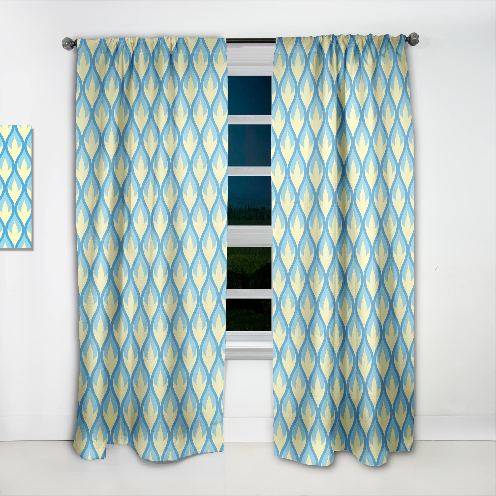 DesignQ Retro Abstract Pattern Thermal Insulated Curtains - Single Panel 52x120 Inches - Blackout Drapes for Bedroom & Living Room - Perfect for Home Decor & Light Control