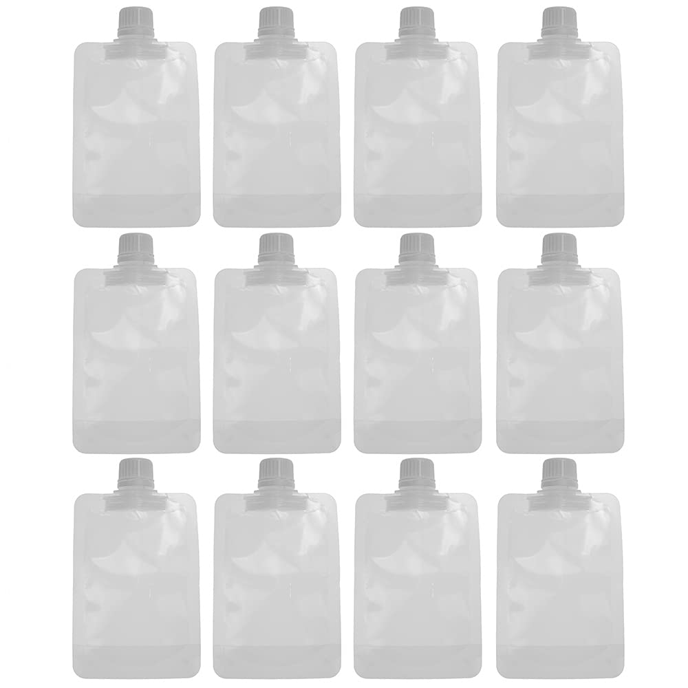 12-Piece Reusable Travel Liquor Pouches - Leak-Proof Refillable Plastic Flasks for Toiletries, Cosmetics & Beverages | Cruise, Camping & Outdoor Drinking Containers