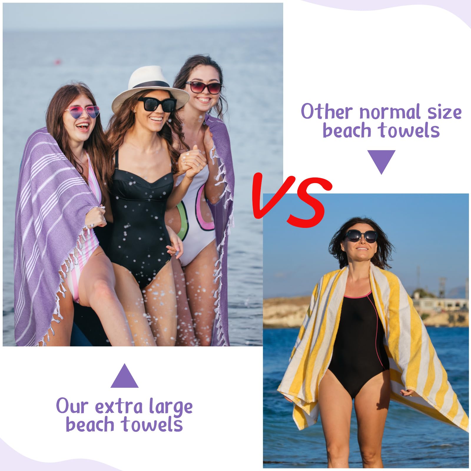 Moukeren 6 Pack Oversized Turkish Beach Towels 61