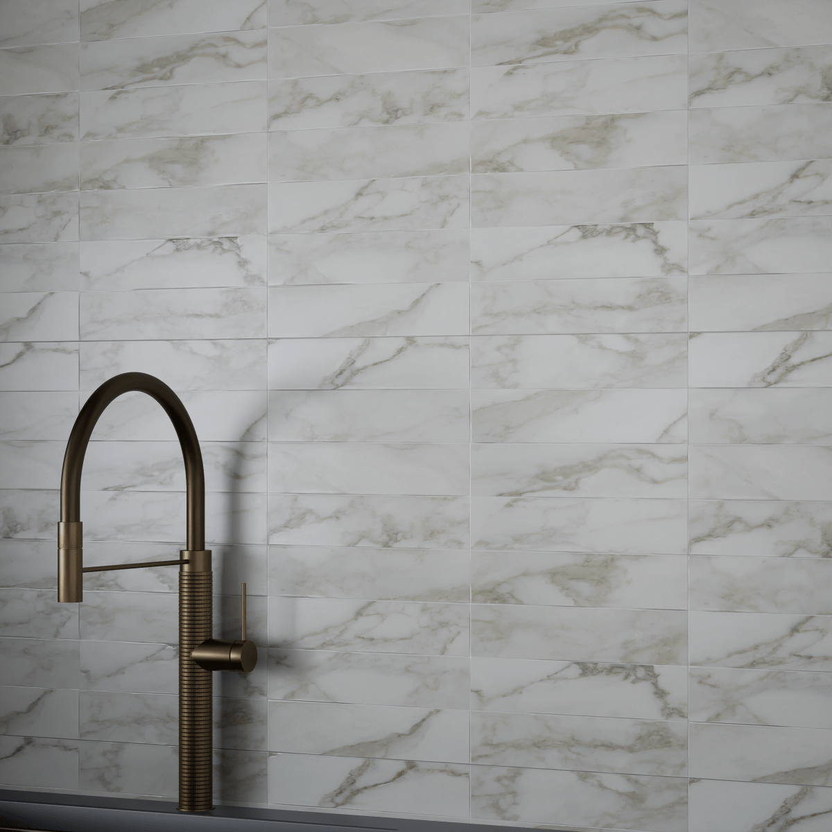 3 X 12 Inch Artisan Raffino Calacatta Matte Pressed Glazed Ceramic Tile - Premium Wall & Floor Tile for Kitchen Backsplash, Bathroom, and Shower Installation