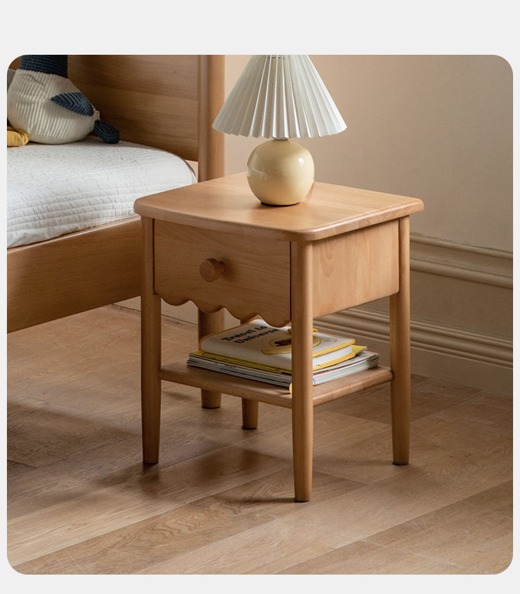 Solid Wood Nightstand - Beech or Oak Bedside Table for Bedroom, Modern & Rustic Home Decor, Durable & Stylish Furniture for Small Spaces