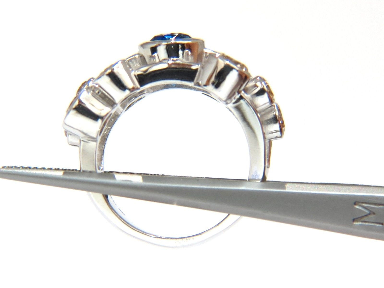 3.20ct Natural Sapphire & Fancy Brown Diamond Ring in 14K Gold - Elegant Station Flush Setting for Engagement, Wedding & Special Occasions