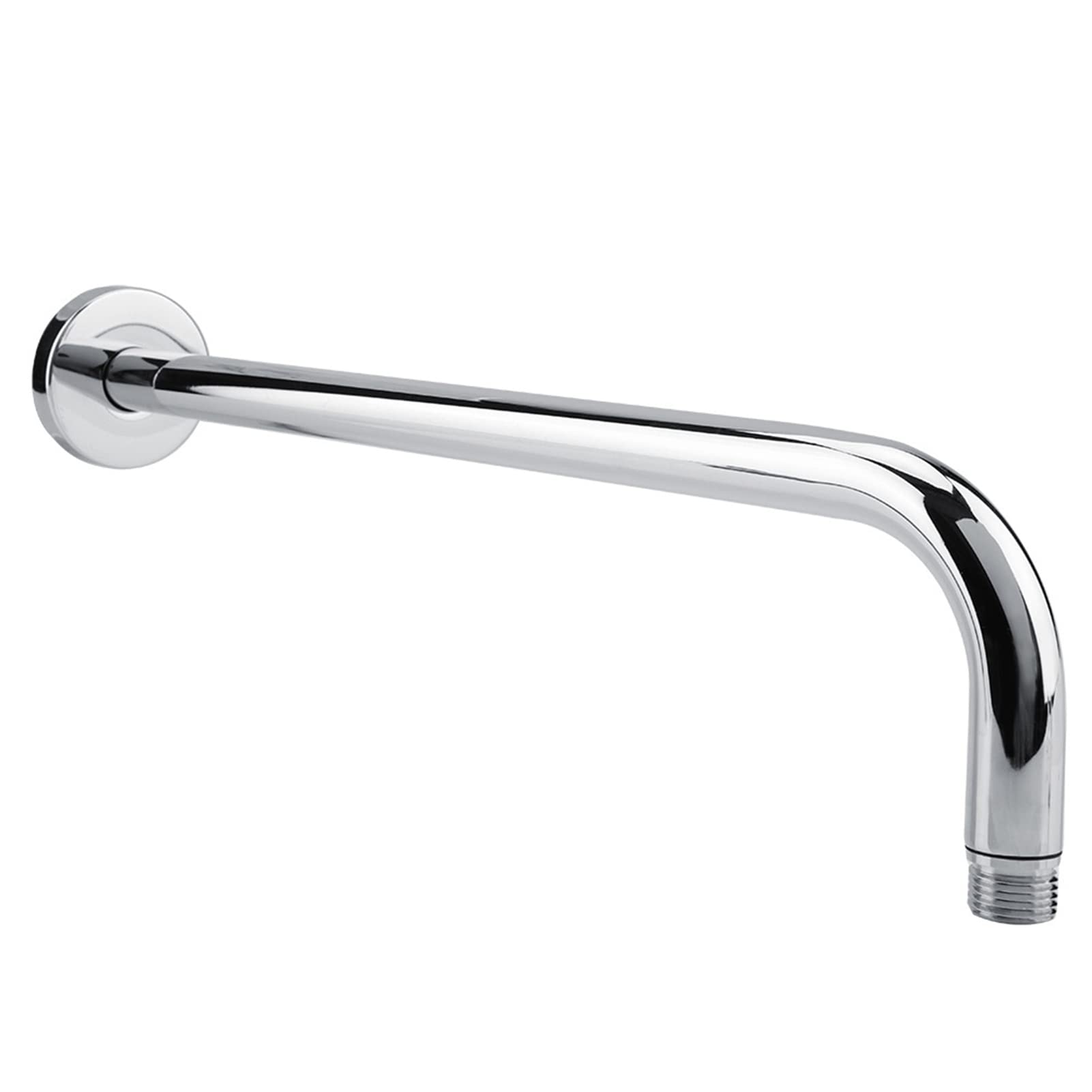 16 Inch L-Shaped Stainless Steel Chrome Shower Arm with Flange - Wall Mount Angle Shower Extension for Fixed & Rain Shower Heads - Perfect for Bathroom Renovation & Spa-Like Shower Experience