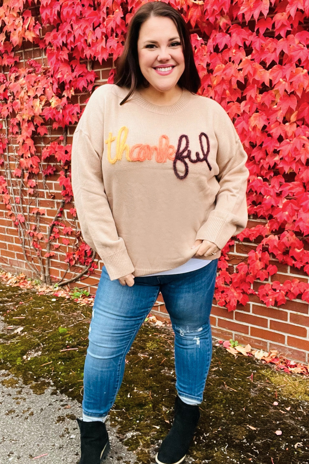Stylish Taupe Pop-Up Glitter Embroidery Sweater for Women | Cozy Knit Pullover with Sparkle Details | Perfect for Holiday Parties & Casual Winter Outfits