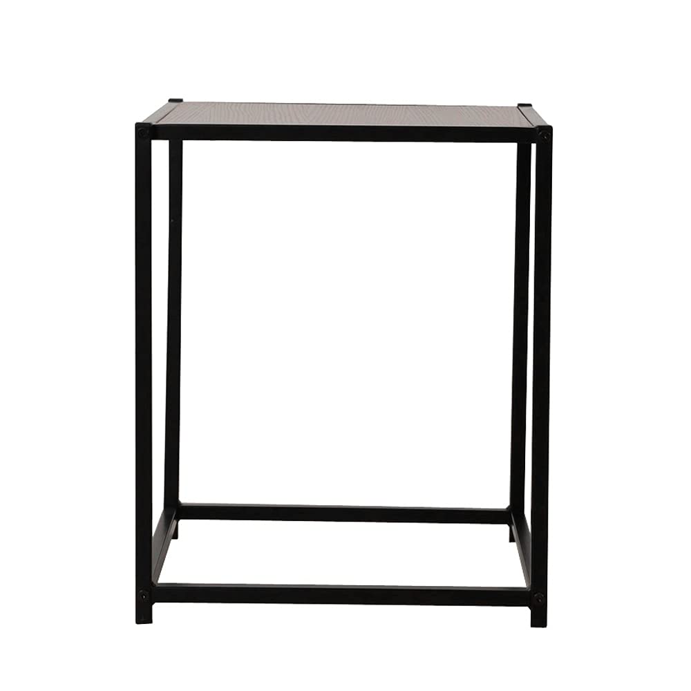 YKAMM Rustic Iron Frame Wood Grain Veneer Side Table - 38 x 37.5 x 46 cm End Table or Coffee Table in Sapele Color - Perfect for Living Room, Bedroom, or Office Decor