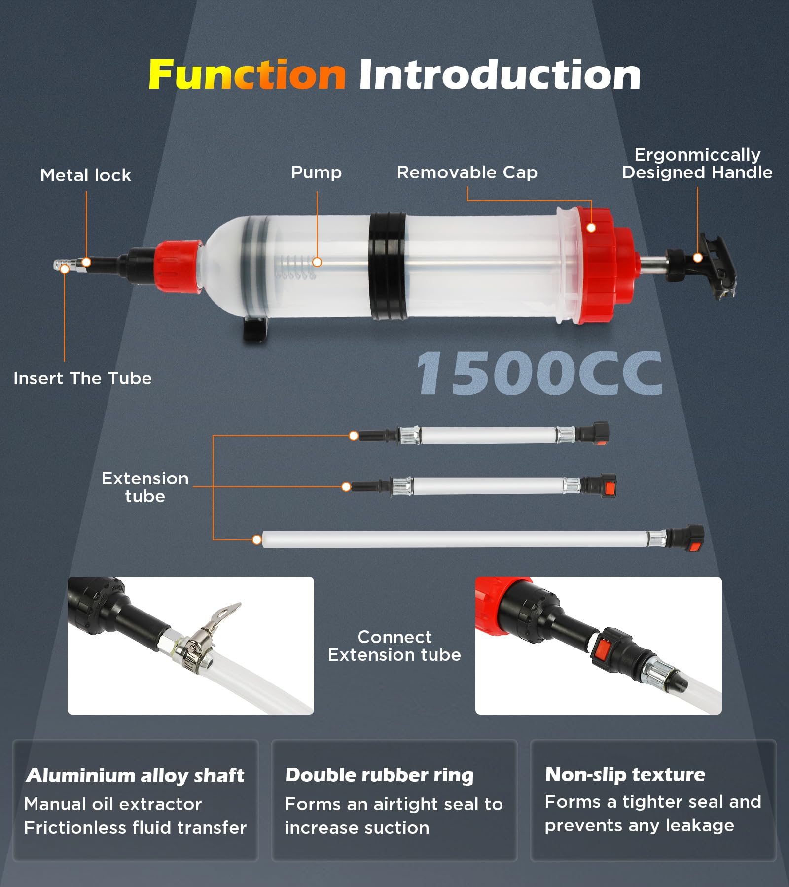 PLAYOCCAR 1500ML Syringe Pumping Tool - High Capacity Liquid Dispenser for Resin, Epoxy, Glue & Adhesives - Perfect for DIY Crafts, 3D Printing & Industrial Applications