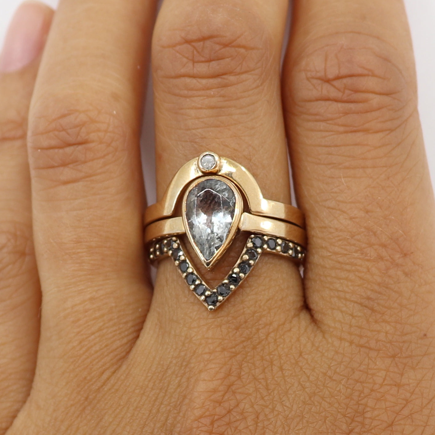 Black Diamond Pavè Supernova Ring for Women - 14K White Gold Wedding Band, Anniversary Gift, Engagement Ring - Perfect for Special Occasions & Everyday Elegance