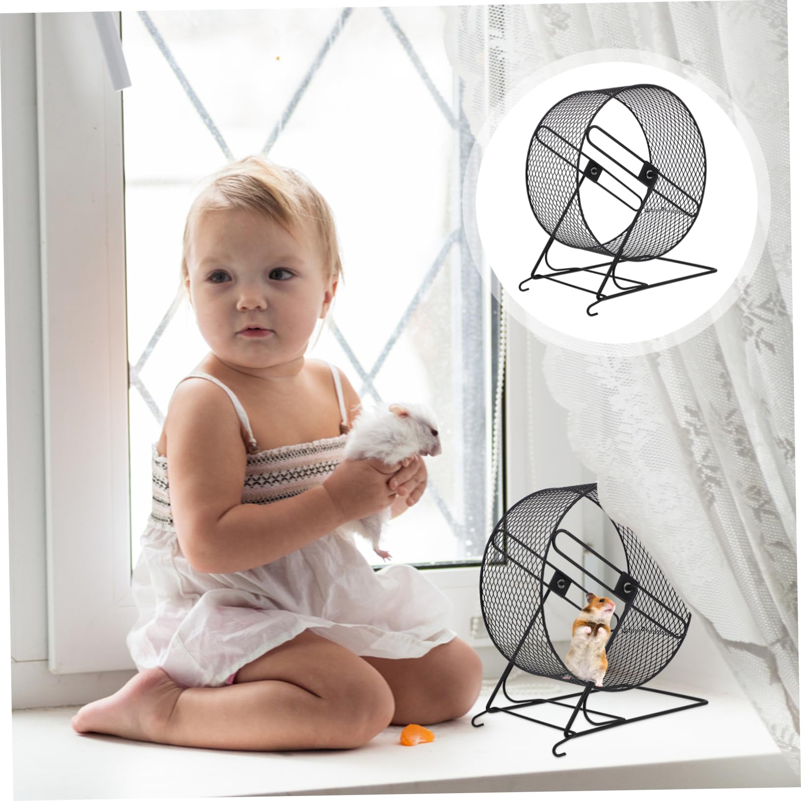 Small Pet Exercise Wheel for Hamsters, Chinchillas, Hedgehogs & Rats - Silent Spinner Running Toy with Non-Slip Base for Cage - Perfect for Nocturnal Pets' Nighttime Activity & Fitness