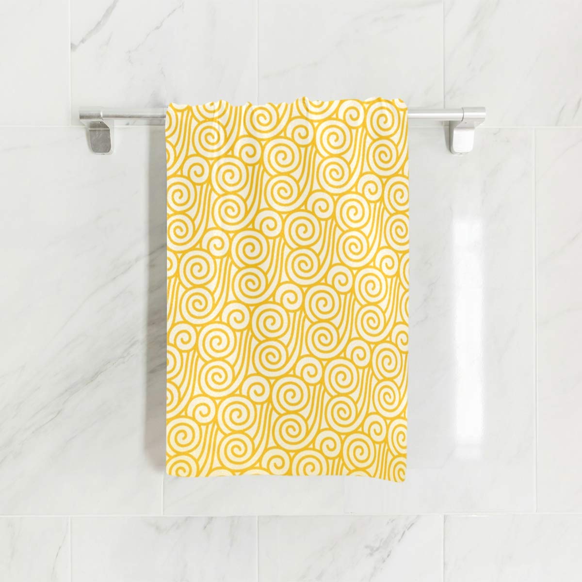 VIKKO Gold Pattern Microfiber Bath Towels & Washcloths - 30x15 Inch Soft Absorbent Towels for Baby, Kids, Women & Men - Perfect for Bathroom, Travel, Gym, Spa, Yoga, Swimming & Beach Use - Bulk Pack
