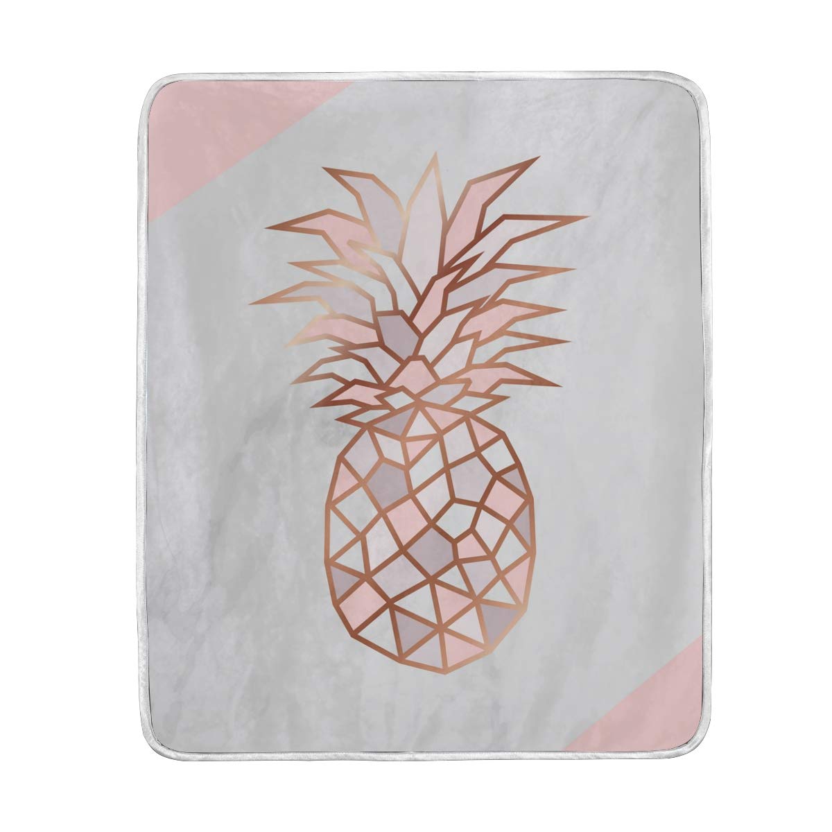 Geometric Rose Gold Pineapple Marble Throw Blanket - Soft Cozy Warm Blanket for Bed, Couch, Sofa, Office, Travel & Camping - 60 x 50 Inches - Perfect for Home Decor, Gifts & Cozy Nights