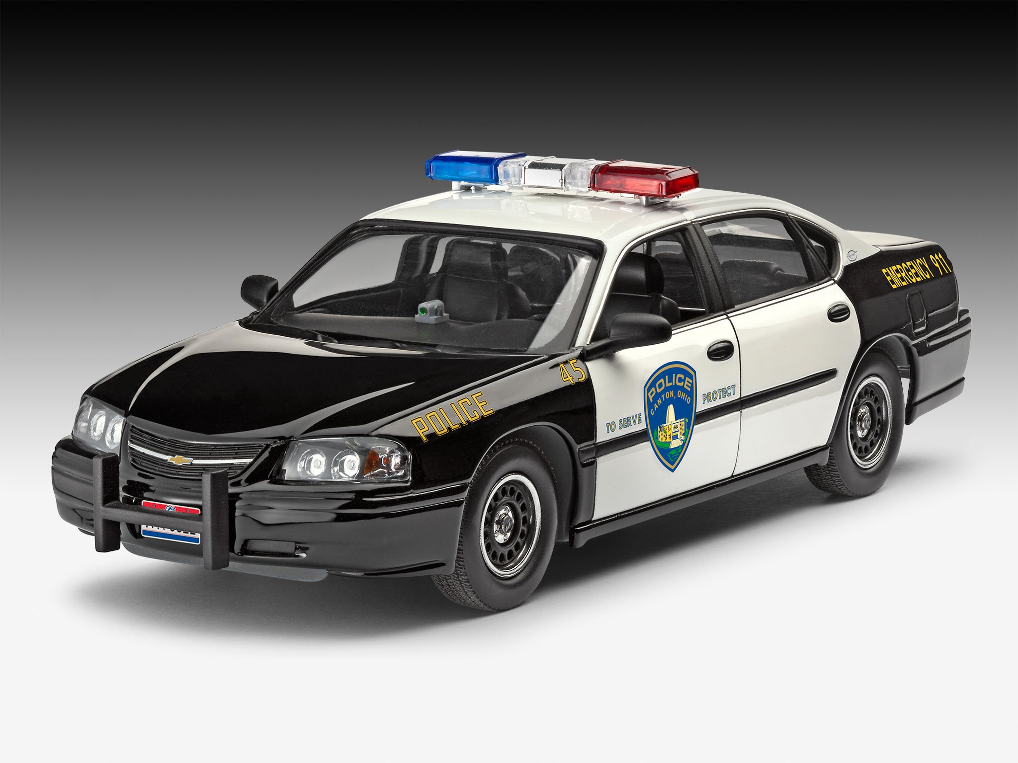 Revell 1:24 Scale Model '05 Chevy Impala Police Car - Perfect for Collectors, Hobbyists & Die-Cast Car Enthusiasts | Display, Gifts & DIY Projects