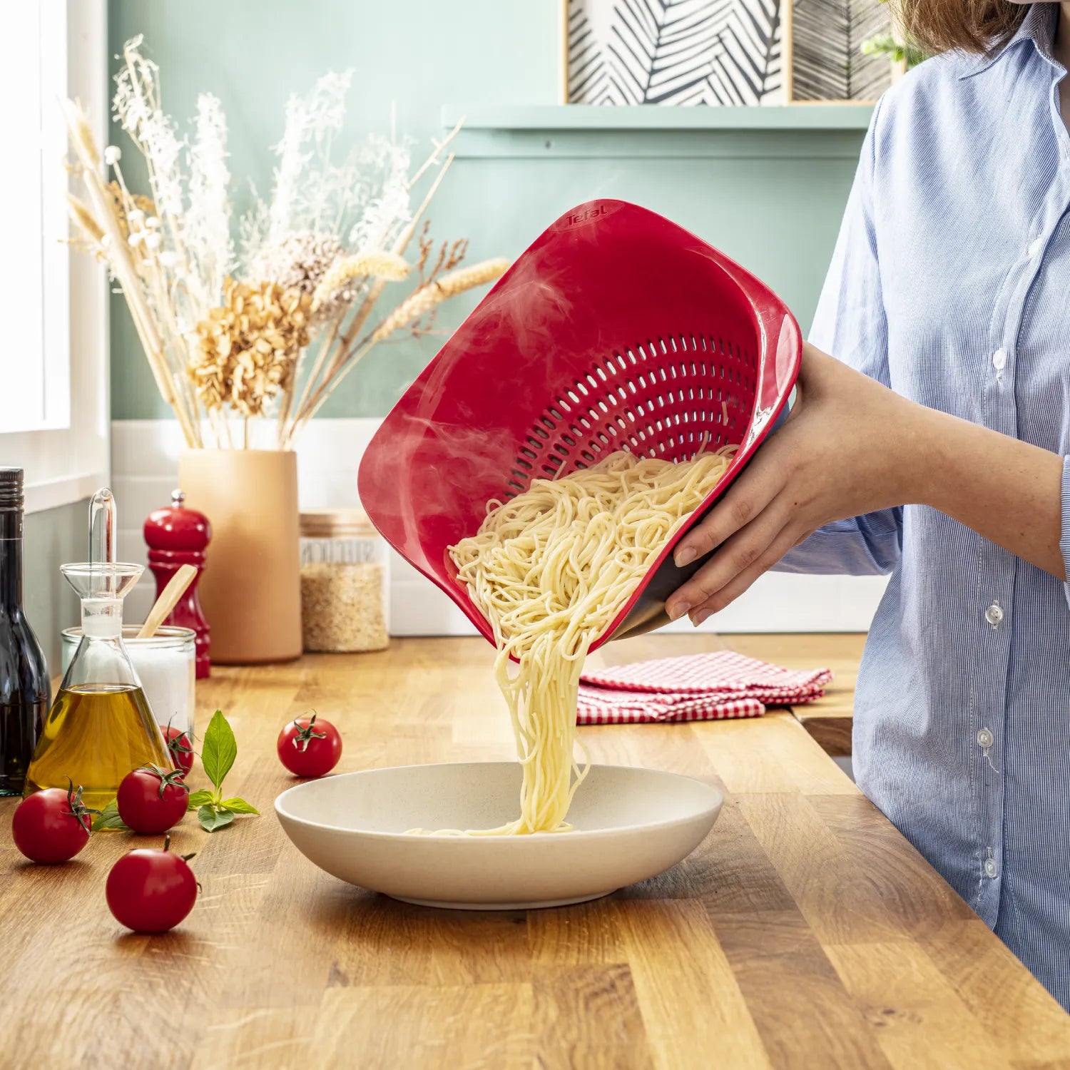 Tefal Ingenio K2070614 Stainless Steel Colander – Durable & Easy-to-Use Kitchen Strainer for Pasta, Vegetables & Fruits | Perfect for Cooking, Meal Prep & Healthy Eating