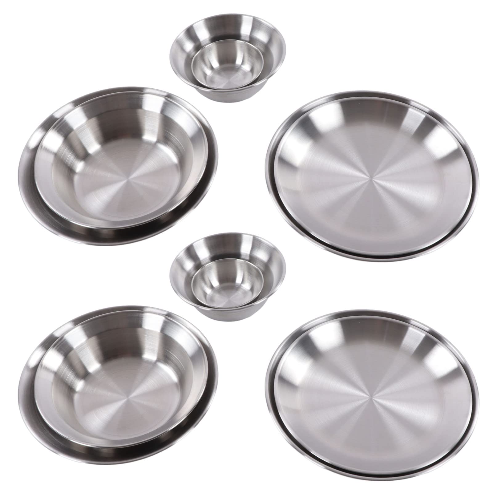 CHICIRIS 12-Piece Stainless Steel Camping Dinnerware Set - Plates & Bowls with Storage Bag | Food Grade Safe | Perfect for Outdoor Hiking, Picnics & RV Camping Trips