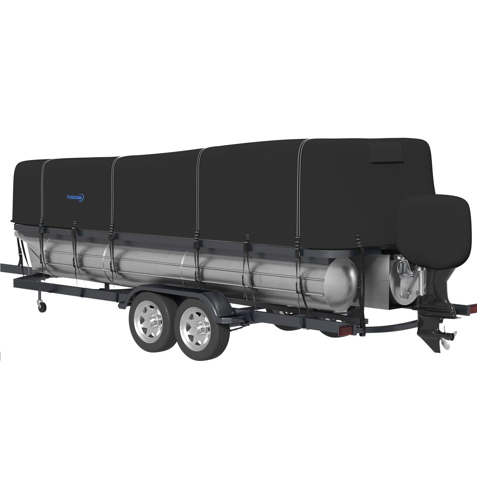 Heavy Duty 900D Solution-Dyed Pontoon Boat Cover - Waterproof, Tear-Resistant with 12+4 Windproof Straps for 21-24ft Boats (Includes Motor Cover) - Perfect for Trailering, Mooring & Outdoor Storage