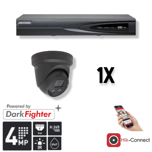 4MP Security Camera System with Turret Camera, DVR Recorder & Cables - Indoor/Outdoor Surveillance for Home & Business Security