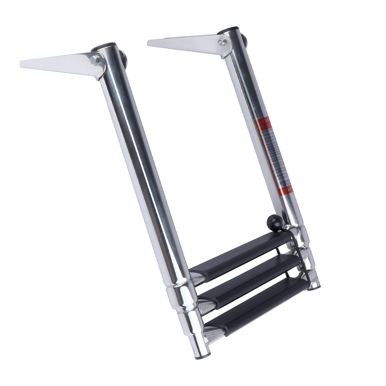 3 Step Boat Ladder - 304 Stainless Steel Telescoping Folding Pontoon Boat Ladder | Dock & Swim Ladder for Marine Boat, Yacht | Perfect for Swimming, Boarding & Water Sports