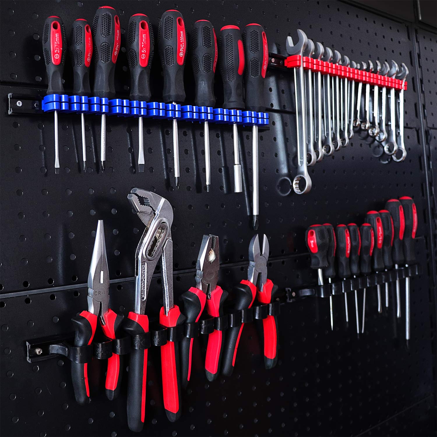 CASOMAN 6-Piece Screwdriver & Wrench Organizer Set - Heavy Duty Plastic Tool Holder with Clips for Garage, Workshop & DIY Projects - Perfect for Mechanics, Carpenters & Home Improvement