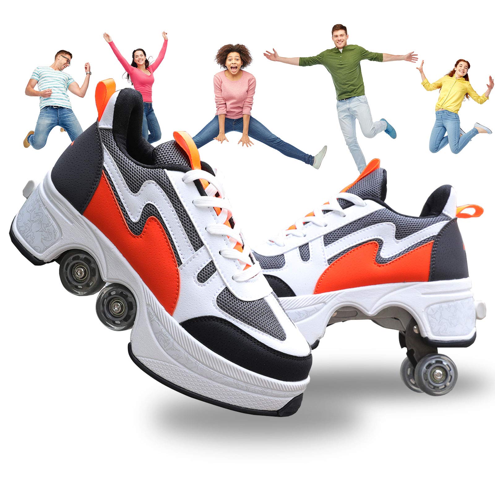 MLyzhe Roller Shoes for Men & Women - Adjustable Deformation Skates with Double-Row Wheels, Invisible Pulley Design for Kids & Adults - Perfect for Commuting, Fitness & Outdoor Fun