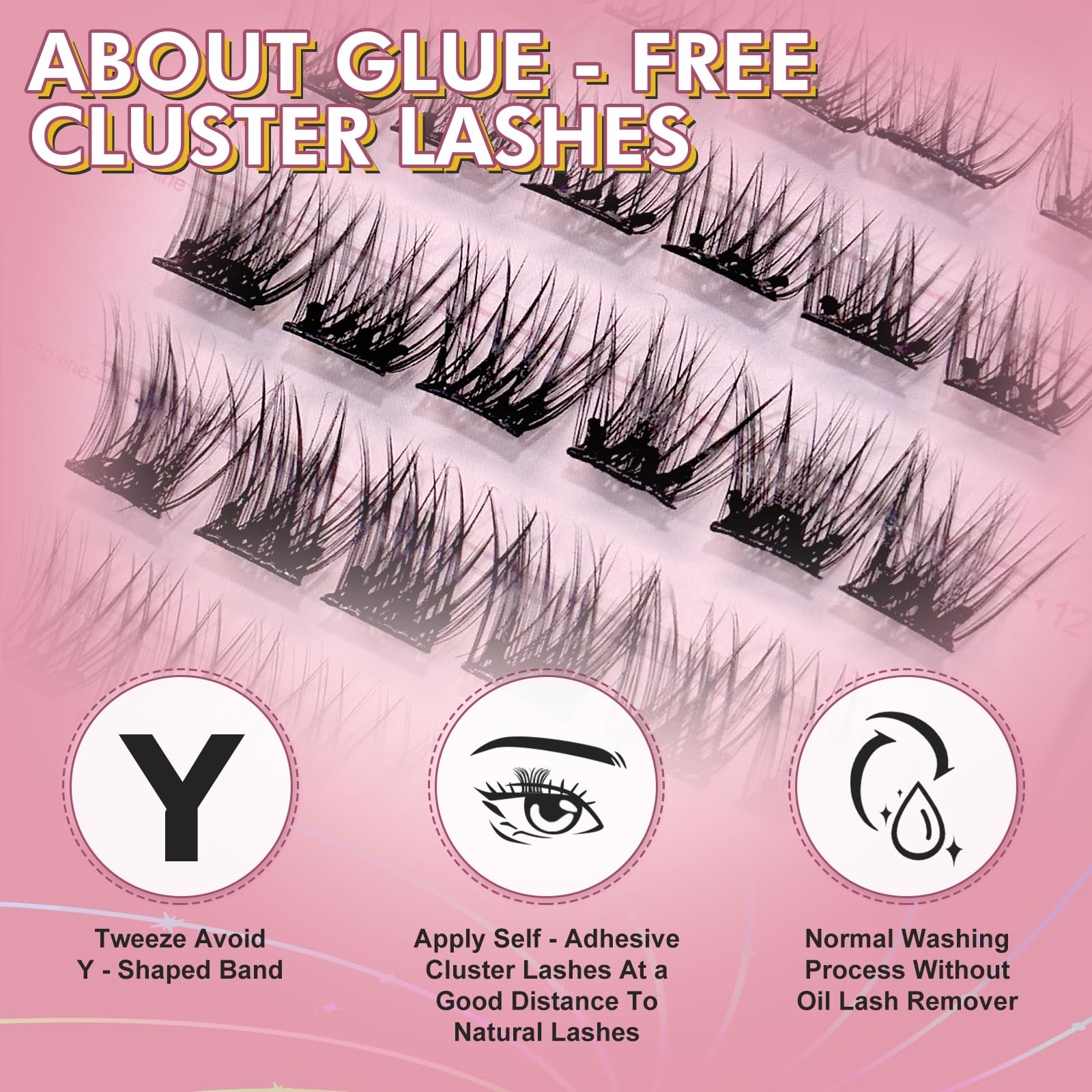 36Pcs Self Adhesive Eyelashes No Glue Needed - Reusable Press On Lashes with Tweezers - DIY Lash Extension Kit for Beginners - Black (D1 C-10-16mm MIX) - Perfect for Daily Wear, Parties & Special Occasions