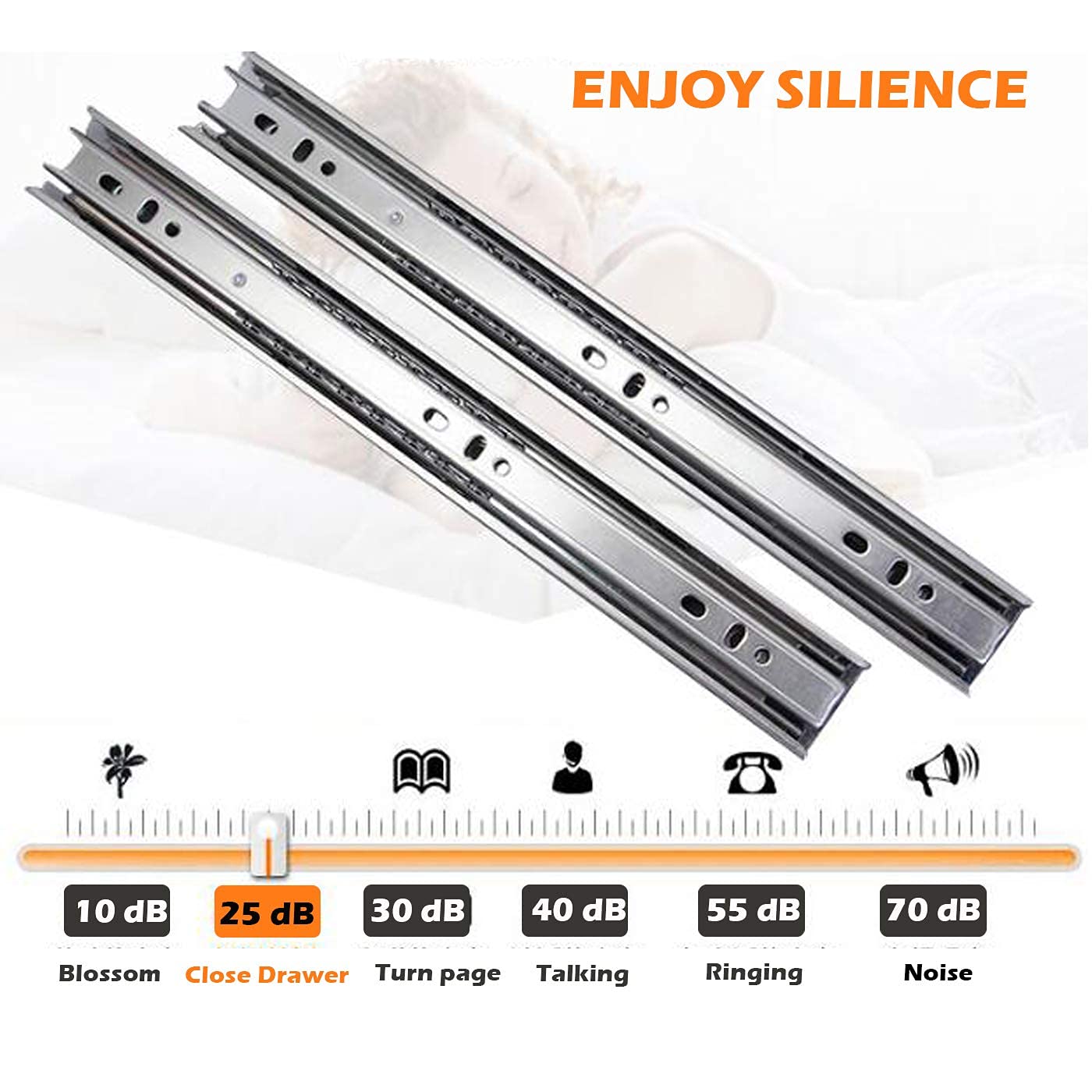 Gobrico 14-Inch Full Extension Rear/Side Mount Drawer Slides with Brackets - Soft Close Ball Bearing Drawer Runners - Heavy Duty & Quiet Furniture Drawer Rails (10 Pairs) - Perfect for Kitchen Cabinets, Office Drawers & DIY Storage Solutions