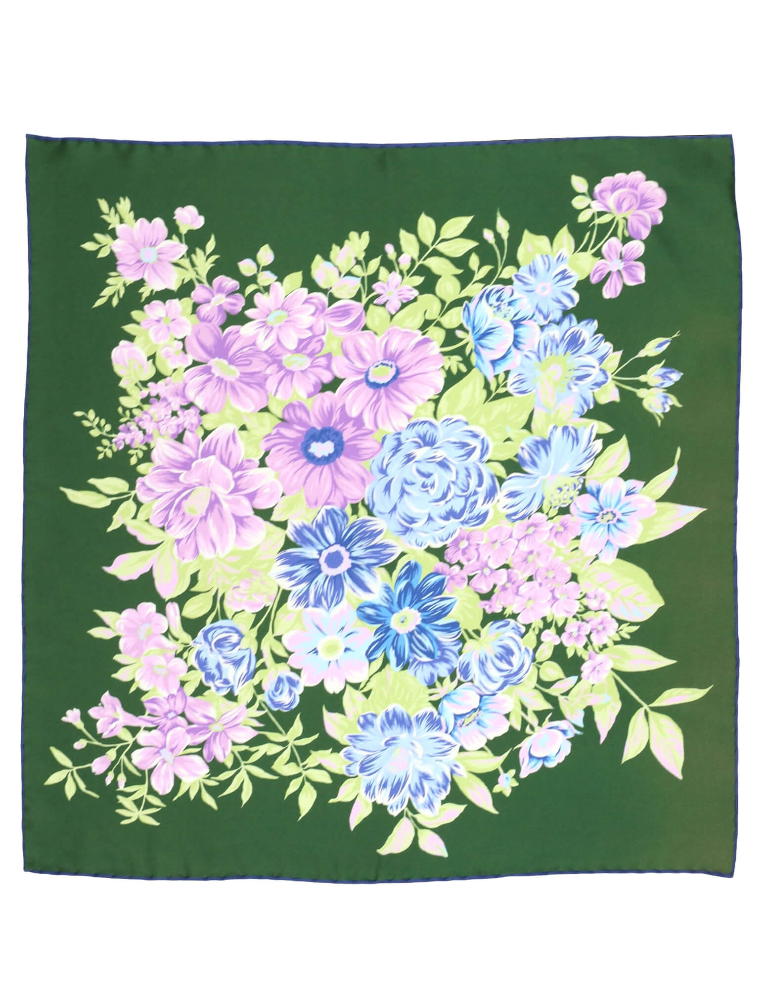 DÉCLIC Rayleigh Floral Pocket Square - Green Silk Handkerchief for Men | Perfect for Weddings, Business Meetings & Formal Events