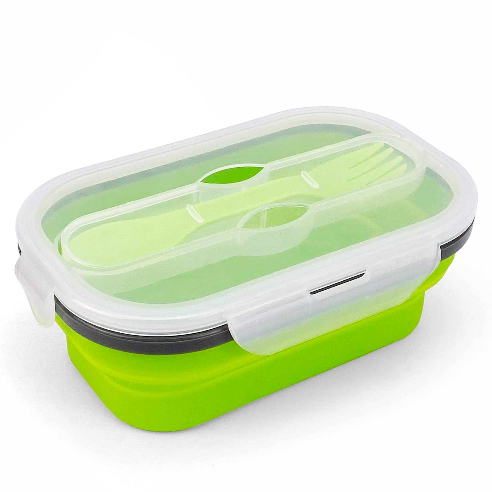 Eco-Friendly Collapsible Silicone Lunch Box - 800ML Leak-Proof Bento Container with Airtight Lid & Fork - Perfect for Office Lunch, School, Picnics, Camping & Meal Prep - Reusable Food Storage Container