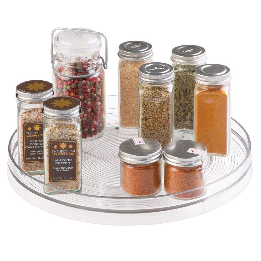 iDesign Linus Clear Plastic Turntable - 12 Inch Spinning Lazy Susan for Kitchen, Pantry, and Bathroom Organization | Durable and Stylish Storage Solution for Spices, Makeup, and More