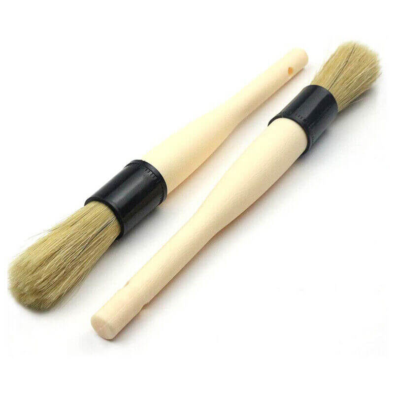 Premium Boar Hair Detailing Brush with Protective Rubber Ferrule - 2 Pack - Perfect for Car Detailing, Motorcycle Cleaning & Home Dusting