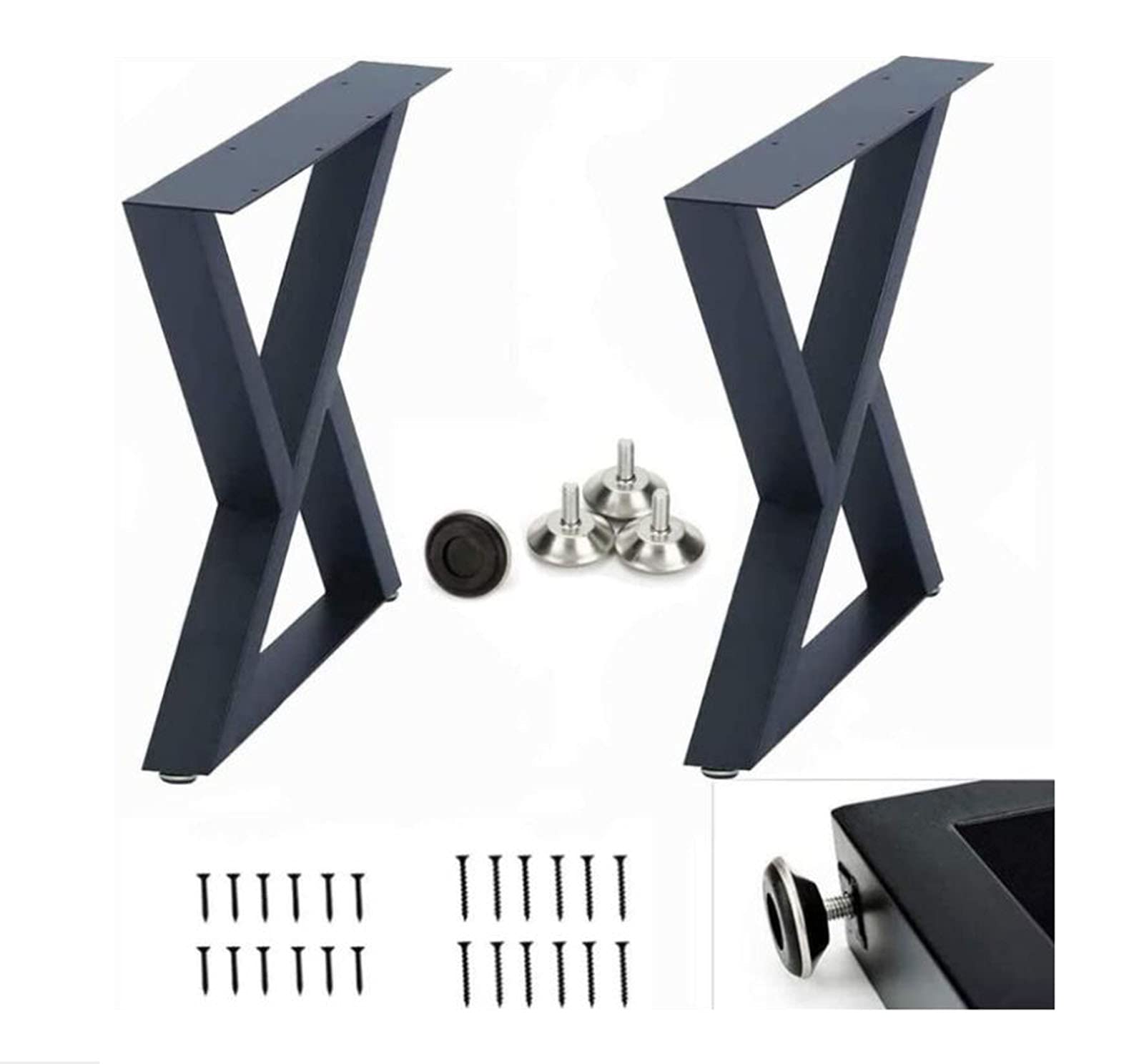Heavy Duty Metal Coffee Table Legs - Industrial Style Dining Table Legs, Triangle Design Black Bench Legs - 2-Piece Furniture Legs Set for Living Room, Cafe, Restaurant Decor