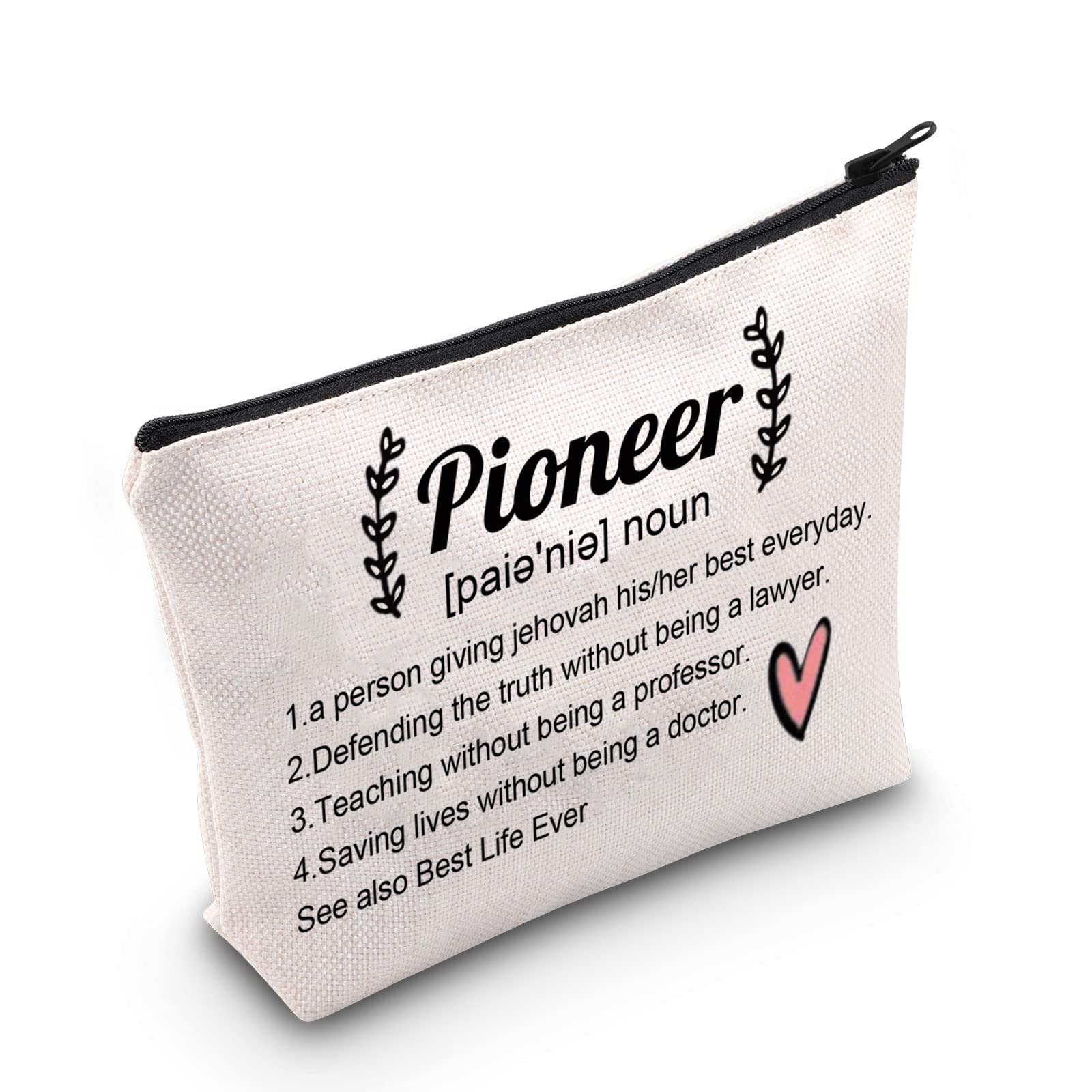 POFULL Pioneer Definition JW Gift - Best Life Pioneer Gift for Jehovah's Witnesses & Pioneers - Premium Makeup Bag (Ideal for Ministry, Travel & Daily Use)