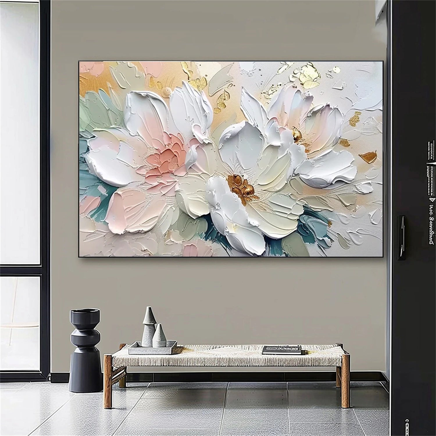 Beautiful Flower and Tree Painting #FT178 - Handmade Canvas Art for Home Decor, Living Room, Bedroom & Office Wall
