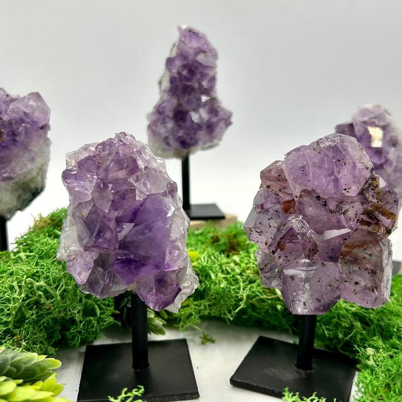 Natural Amethyst Crystal Clusters on Pins - Healing, Spiritual Growth & Energy Cleansing | Premium Brazilian Gemstones | Perfect for Meditation, Chakra Balancing & Home Decor