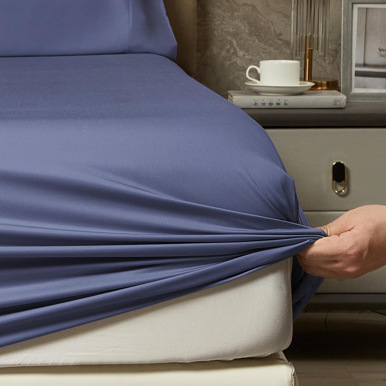 HYPREST Silky Soft Bamboo Rayon King Size Sheets - Deep Pocket Fits 18