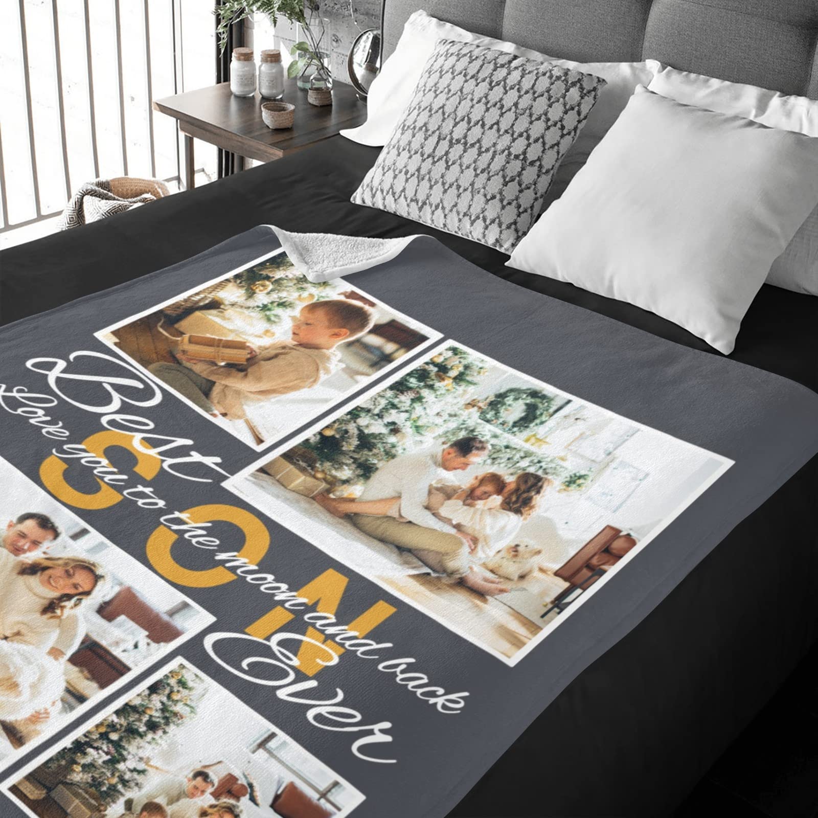 Custom Photo Blanket - Personalized Picture Blanket with Your Design for Mother, Father, Kids, Sister, Friends & Couples - 50x60 Inch Sherpa Fleece - Perfect for Birthday Gifts, Anniversary Presents & Family Keepsakes